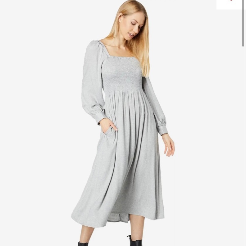 Madewell Wool Gauze Midi dress - square neck, smocked bodice